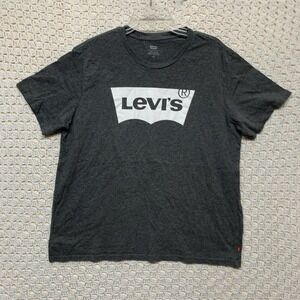 Levis Mens Standard‎ Graphic Crew T-Shirt Mens Size L Gray /White Logo Spellout